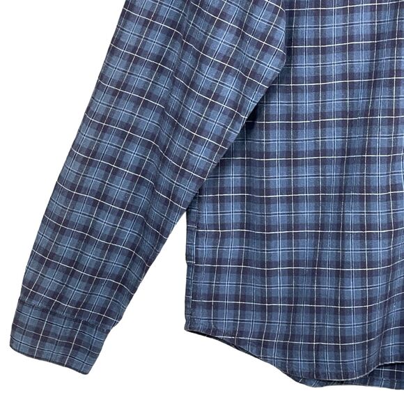 Panhandle Slim Shirt‎ Top Women Size L Blue Plaid Button Up Collared 100% Cotton - Picture 3 of 12